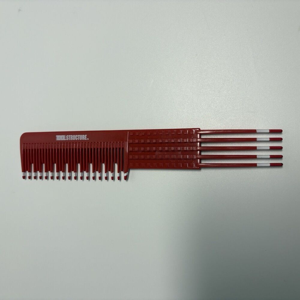 Vintage Tool Structure Red Hair Dressing Comb USA Made Teasing Sectioning 502107